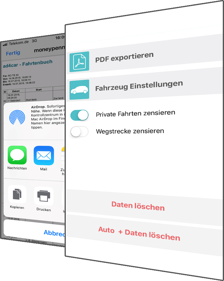 Fahrtenbuch-App mit finanzamtkonformen Export